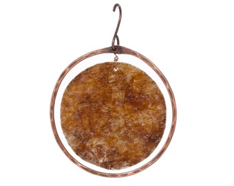 Suncatcher/Copper & Mica Window Ornament/Circle Ornament/Gift/Sale