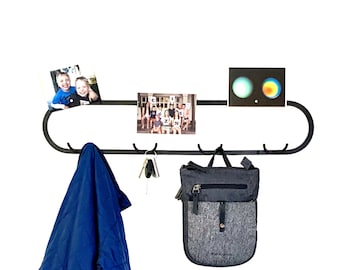 Modern Metal Wall Mounted Coat Rack with Photo Display