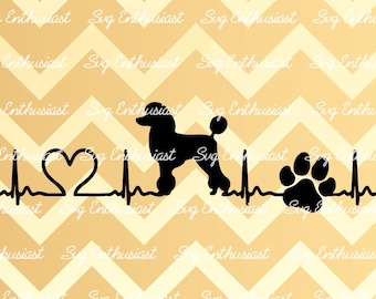 Poodle SVG, Poodle Heartbeat SVG, Dog silhouette SvG, Heart SvG, Standard SVG, Iron on file, Cuttable file, Cricut, Dxf, Vinyl, Cut File