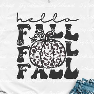 Hello fall SVG, Leopard pumpkin SVG, Groovy thanksgiving SVG, Iron on file, Instant download, Cut file for personal and commercial use