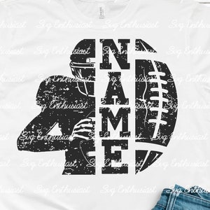 Distressed Half football player custom name SVG, Football cheer SVG, Sport SVG, iron on file, Cut file