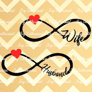 Husband wife Infinity SVG, Married Infinity SVG, Infinity SVG, Hubby wifey Svg, Valentine&#39;s day Svg, cricut, Iron on file, Vector, Clipart,