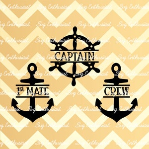 Captain - 1st mate - Crew SVG, Nautical SVG, Father's day SVG, Daddy and me Svg, Family shirts, Cricut Explore, Cuttable file, Iron on file