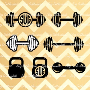 CrossFit Weights SVG, BarBell SVG, KettleBell Monogram SVG, Weight lifting Svg, Cricut, Dxf, Png, Vinyl, Eps, Cut Files, Clip Art, Vector