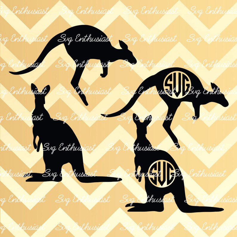 Kangaroo Monogram Frame Svg Cut Files Image 0