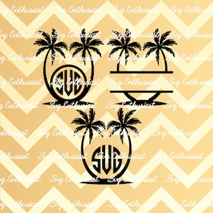 Palm trees bundle SVG, Palm tree Monogram frame SVG, Island SVG, Summer SvG, Palm Tree SvG, Cricut, Dxf, PnG, Eps, Cut Files, Clip Art,