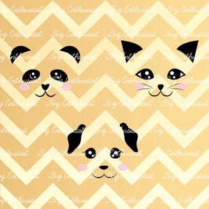 Cute animals SVG, Panda Svg, Cat Svg, Dog Svg, SVG cutting file, Cricut, kawaii, Dxf, PNG, Vinyl, Eps, Cut Files, Clip Art, Vector, Quote