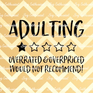 Adulting SVG, überbewertet und überteuert würde nicht empfehlen SVG, Adulting Bewertung SvG, lustige Svg, sarkastisch, Schneidbare Datei, Eisen auf Datei