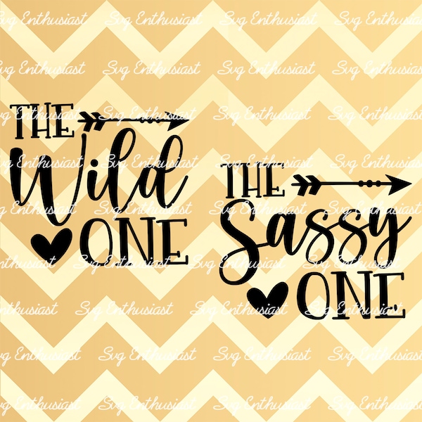 The wild one SVG, The sassy one SVG, Twins SVG, Siblings SvG, Funny Svg, Mom, Iron on file, Cuttable file, Clip Art, Vector, Mom Svg