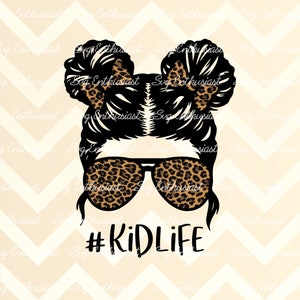 Leopard Kid life PNG, Kid skull PNG digital download, Kid Ready to press sublimation transfer, Kid life Space buns and glasses design,