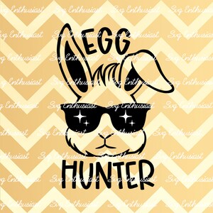 Eierjäger SVG, Osterhase SVG, Hoppy Ostersvg, Hase trägt Sonnenbrille SVG, Cricut, Bügelbild, Sofort Download, Kinder png
