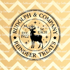 Rudolph and company SVG, Reindeer treats SVG, Vintage Christmas sign SVG, Round Christmas sign svg, Iron on file, Instant download