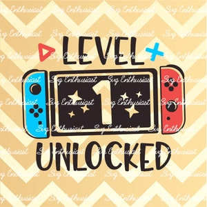 Level 1 Unlocked Birthday SVG, 1st Birthday Gamer Svg, 1 Jahr Altes Geburtstagsshirt Svg, Kinder Svg, Digitale Datei Für Cricut und Sublimation