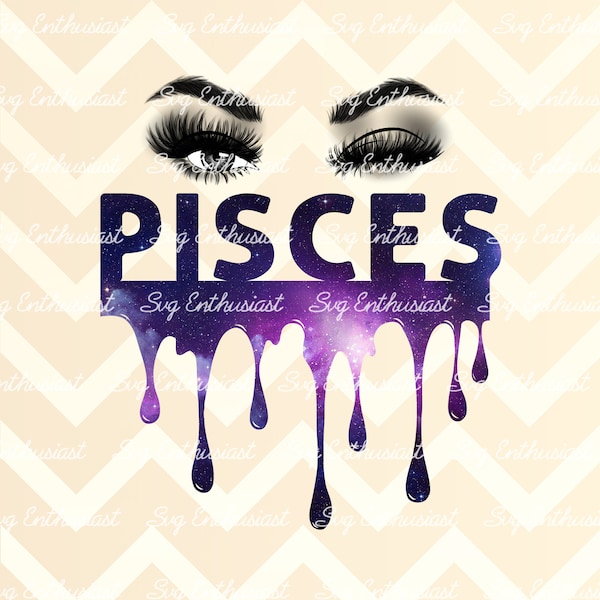 Pisces drip PNG, Galaxy zodiac digital download, Galaxy drip sublimation transfer, Pisces sign digital PNG