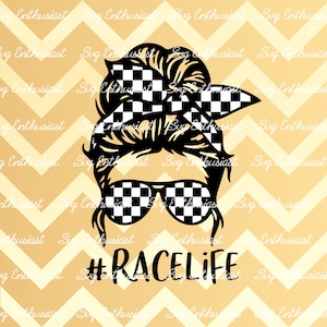 Race leven rommelige bun SVG, Gelaagde moeder bun hoofdband SVG, Race SVG, Racing moeder SvG, Cricut, Iron on file, Cuttable bestand