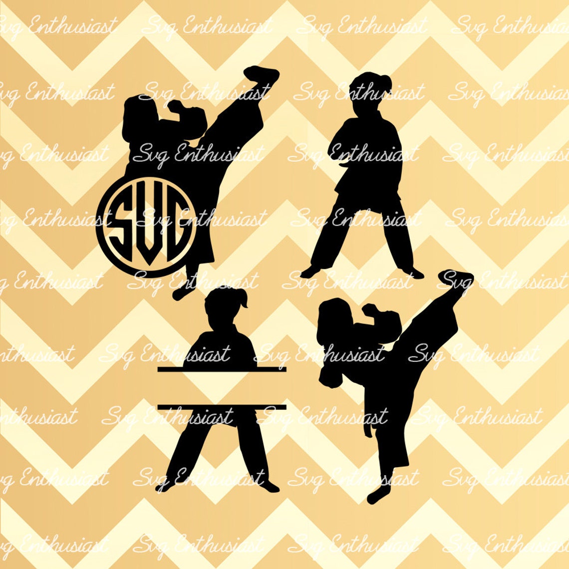 Karate Monogram Frame SVG Karate SVG Karate Girl Svg Etsy