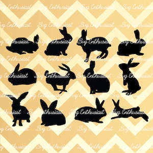Pacchetto silhouette coniglietto SVG, coniglio SVG, coniglietto SVG, coniglietto bambino Svg, coniglietto pasquale Svg, png, eps, Dxf, file tagliati, clip art, stampa, Svg,