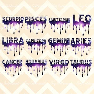Zodiac signs galaxy drip bundle PNG, Horoscope digital download, Zodiac drip sublimation transfer, Dripping digital PNG