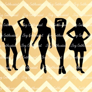5 women silhouette SVG, 5 models SVG cutting file, Cricut, Dxf, PNG, Vinyl, Eps, Cut Files, Clip Art, Vector, models, fashion svg