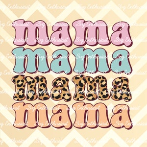 Retro Stacked mama PNG, Groovy leopard png, Mother's day digital download sublimation, Leopard mama png
