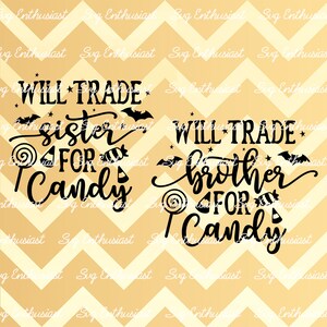 Halloween Kinder SVG, Will Trade Brother Sister für Candy SVG, Lustige Halloween SVG, Trick or Treat, Bügelbild Datei, Sofortiger Download