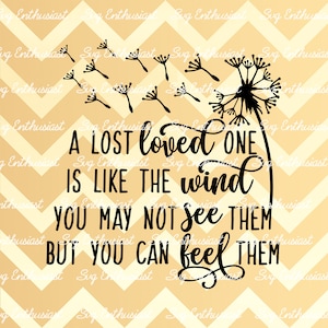 A lost loved one is like the wind SVG, You may not see them but you can feel them SVG, Memorial SVG, Iron on file