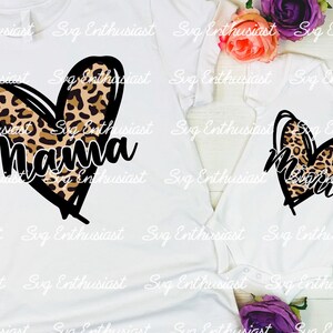 Coração de leopardo mamãe mini SVG, SVG de mãe e filha correspondente, menina, SVG de dia das mães, Cricut Explore, arquivo vetorial cortável, ferro em arquivo