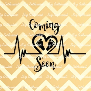 Kommen bald SVG, Baby SVG, Herzschlag Svg Babyfüße Clipart, Mama sein Silhouette, Cricut erkunden, schneidbare Vektor-Datei, Eisen auf Datei,