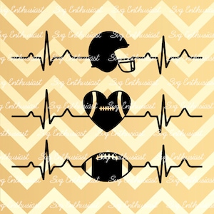 Football Heartbeat SVG, Football EKG Svg, Football Heart Svg, Football ECG Svg, Cricut, Dxf, Png, Cut File, Clip Art, Vector