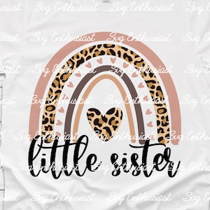 Boho Leopard Regenbogen kleine Schwester PNG, Schwester Sublimation digitaler Download, Leopard Gepard Druck