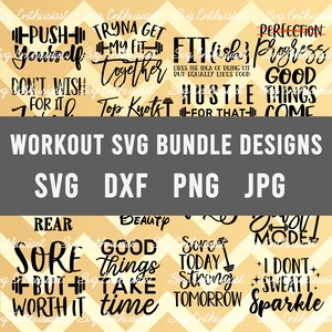 Workout SVG Bundle, Gym SVG, Workout Sprüche SVG, Gym Zitate Svg, Cricut Cut Dateien, Bügelbild Datei, Cuttable Datei, Sofortiger Download