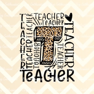 Leopard Print Lehrer Typografie PNG, Lehrer Sublimation, Lehrerleben PNG, Typografie digitaler Download,