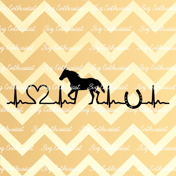 Horse SVG, Horse Heartbeat SVG, Horseshoe SVG, Horse Heart SvG, Horse lover svg, Iron on file, Cuttable file, Cricut, Dxf, Cut File