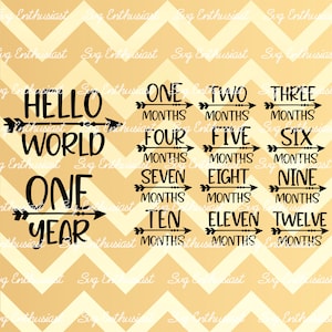 Mensual Hito SVG, Cumpleaños bebé SVG, Bebé hito Svg, Hola mundo SVG, Baby Milestone bundle SvG, Bebé Mes SvG, Clipart, Guardería,