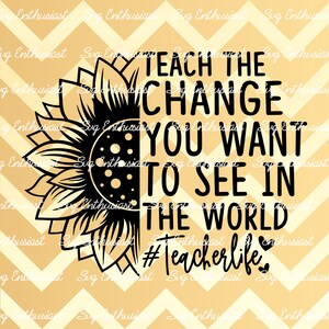 Enseñe el cambio que desea ver en el mundo SVG, Teacher life SVG, Inspirational SVG, Iron on file, Cuttable file, Instant download