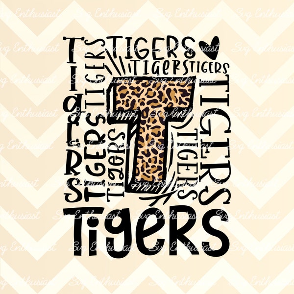 Tigers Typography PNG, Tigers Football Sublimation, Tigers softball PNG, Tigers Volleyball, typography digital download, Tigers cheer