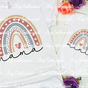 Boho Regenbogen Mama Mini SVG, Passende Mama Tochter SVG, Baby Mädchen, Muttertag SVG, Cricut Explore, Cuttable Vektor Datei, Bügelbild