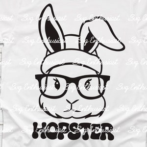 Hopster SVG, Hipster bunny SVG, Hoppy Easter Svg, Bunny wearing beanie and glasses SVG, Cricut, Iron on file, Instant download