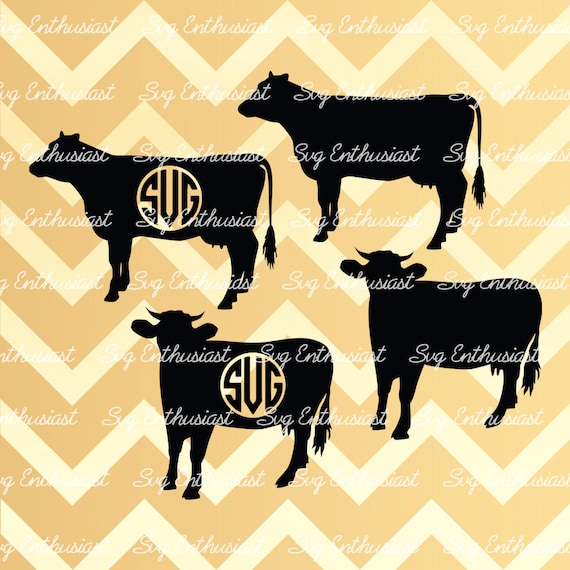 Download Cow Silhouette Bundle Svg Cow Svg Cow Monogram Frames Svg Etsy