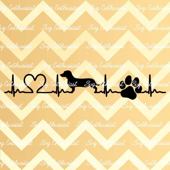 Dachshund SVG, Dachshund Heartbeat SVG, Dog silhouette SvG, Heart SvG, Wiener SVG, Iron on file, Cuttable file, Cricut, Dxf, Vinyl, Cut File