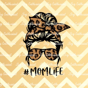 Mom life messy bun SVG, Layered Mom bun headband SVG, Leopard print SVG, Mom leopard SvG, Cricut, Iron on file, Cuttable file