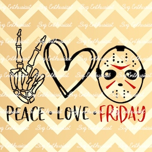 Vredesliefde vrijdag SVG, horrorfilms SVG, Halloween SVG, opstrijkbare bestand, Instant download, Png-sublimatie
