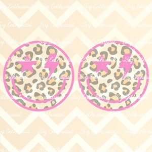 Leopard Lightning bolt smile face PNG, retro png, Distressed Lightning bolt star smile face digital download sublimation, leopard png