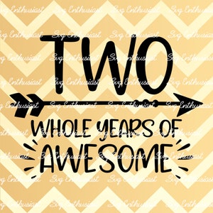 Zwei ganze Jahre von awesome SVG, zwei Jahre alt SVG, zweiten Geburtstag Svg, Eisen auf Datei, Cricut, Dxf, Png, sofortiger Download, schneiden Datei
