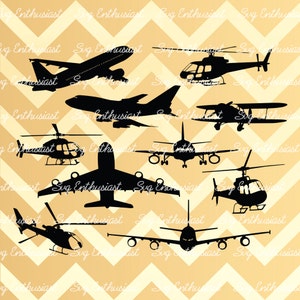 Planes silhouette SVG Bundle, Airplane SVG, Helicopter SVG, Old plane Svg, Cricut, Dxf, Png, Vinyl, Cut Files, Clip Art, Vector, Silhouette