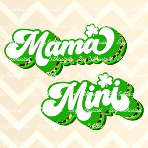 Retro Mama mini St Patrick PNG Sublimation, Groovy png sublimation, Instant download, Mom kid st Patrick's day png print