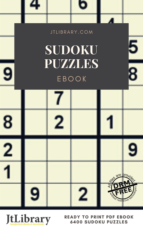printable sudoku puzzles ebook with answers instant download etsy
