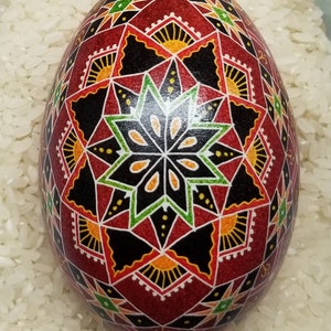 Goose Egg Pysanky Ukrainian Easter Batik Dye Decorated Egg Pysanka 24G3 image 3