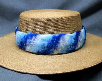 Hawaiian Feather Lei Hat Band, Lei Humu Papa - Blue Pheasant and