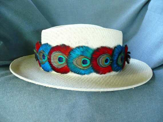 Leihulu humupapa second（white） Hawaiian Feather Hat Band Humu Papa, Lei Hulu, Peacock